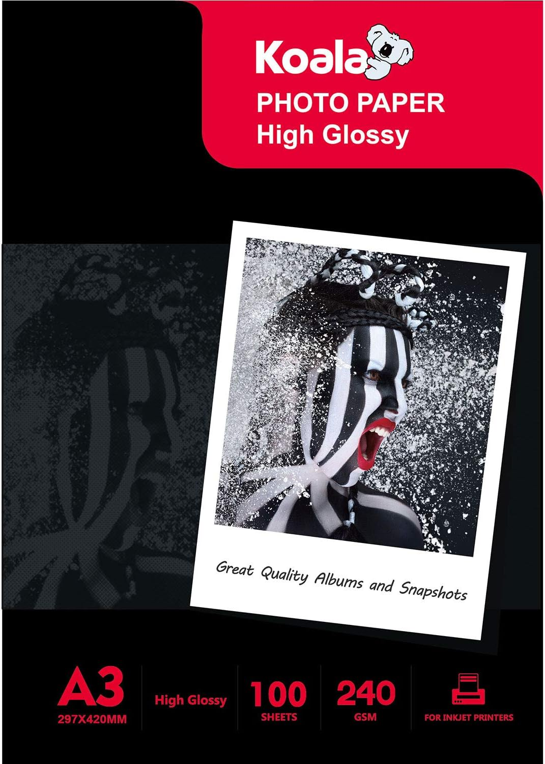 KOALA Inkjet Photo Paper 6X4 '' 10X15 Cm Glossy 100 Sheets 240 GSM for Canon Hp Epson Inkjet Printer image number 3