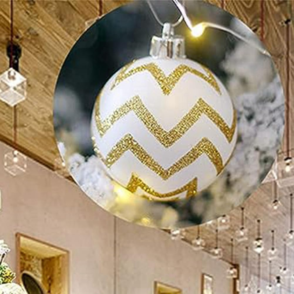 30PCS Christmas Balls,60Mm Gold&White Painted Shatterproof Festive Wedding Hanging Ornaments Christmas Trees Decoration Easy Install