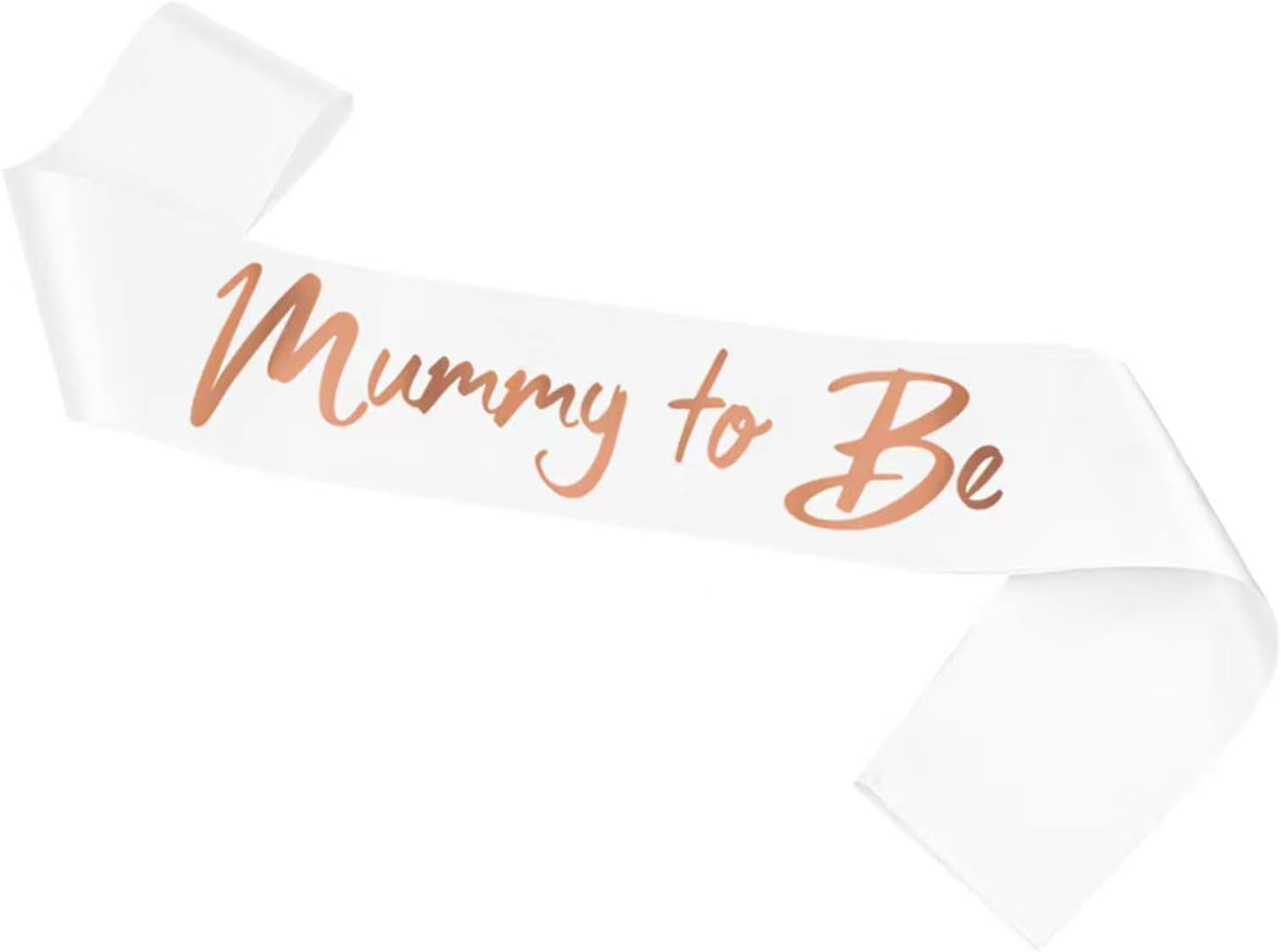 Mummy to Be Sash, White and Gold Foiled Baby Shower Satin Sash Mum to Be Sash Baby Shower Favour Party Supplies for Mum (1 Pack)