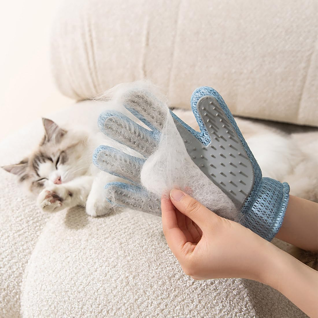 2 in 1 Pet Grooming Gloves for Dogs & Cats, Pet Fur Remover Glove, Grooming Brush for Shedding, Massage, Hair Remover Mitt, Fur Cleaner for Couch, Clothes,Carpet -1 Piece image number 2
