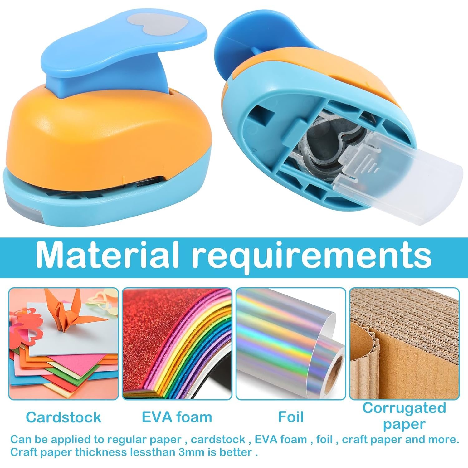 3Pcs Paper Shape Puncher 6Mm 25Mm 38Mm Heart Pattern Craft Shaper for Scrapbook Paper Cutting - Easy to Use Heart Hole Punch for DIY Crafts, Scrapbooking, Card Making image number 3