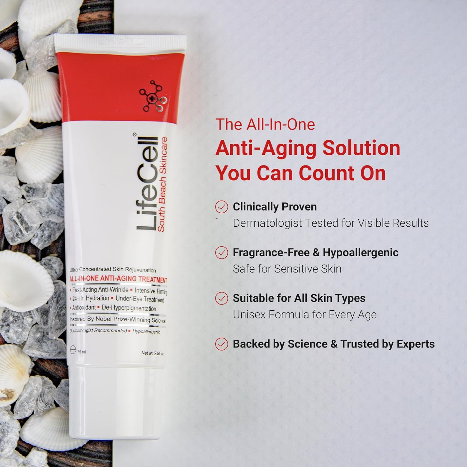 Lifecell South Beach Skincare: All in One Anti-Aging Treatment 2.54 Oz