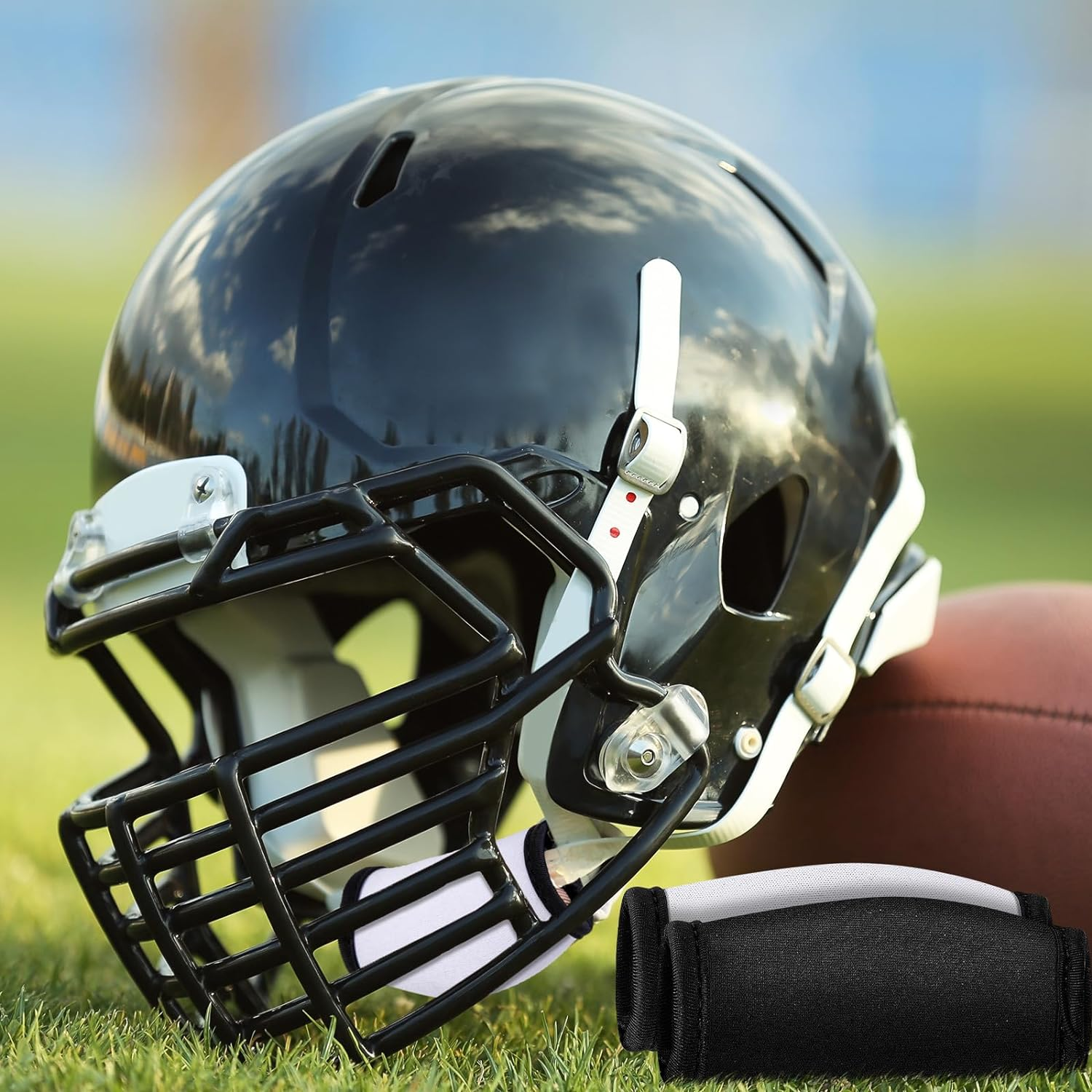 Libima 4 Pieces Small Size Football Chin Strap Cover Men'S Chin Strap Pad Helmet Pad image number 2