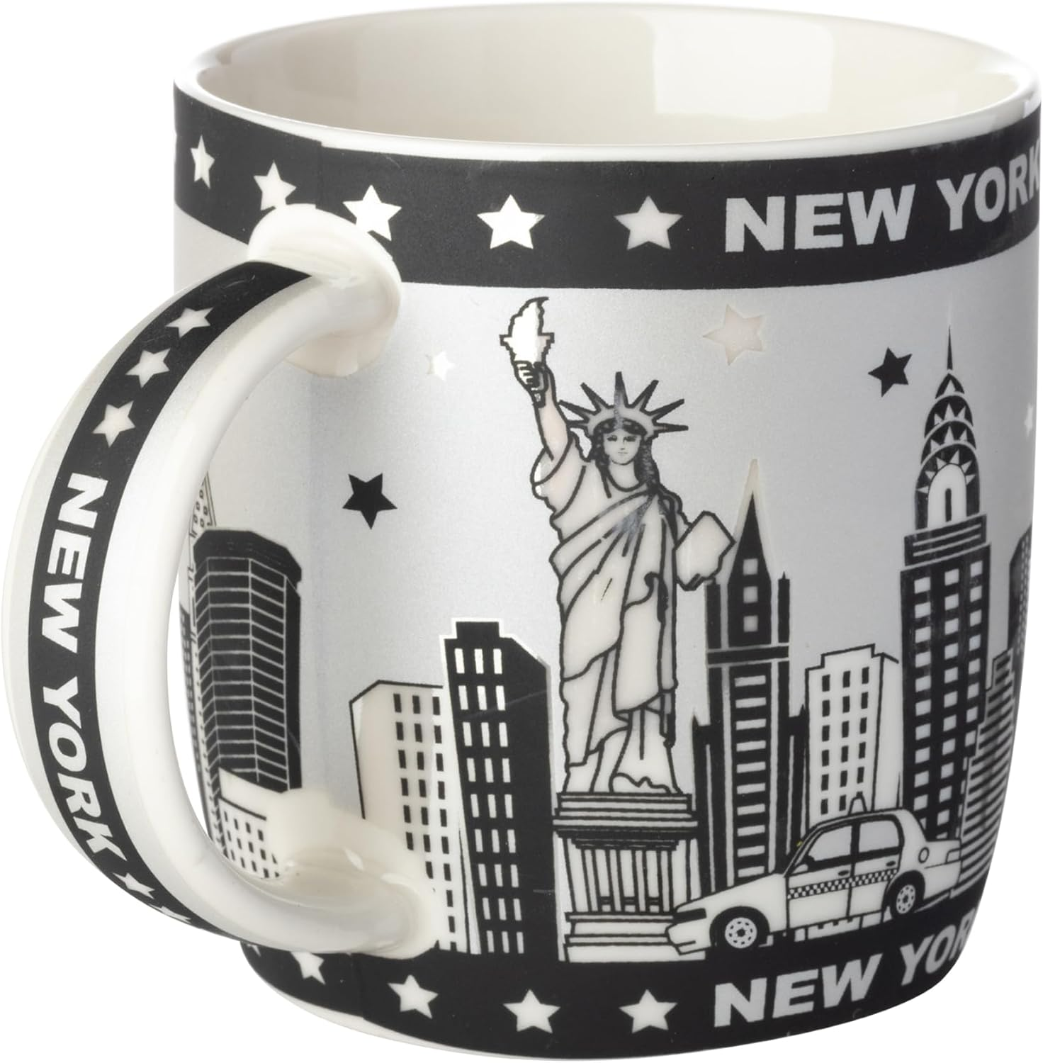 Artisan Owl New York Skyline with Brooklyn Bridge Bone China Mug - Iconic New York Design, Perfect for Coffee Lovers (Black & White) image number 3