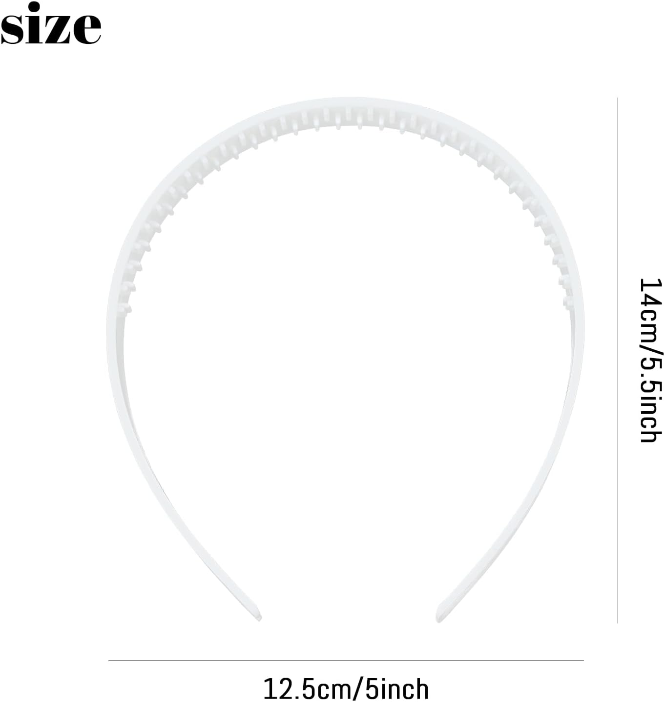 20 Pack 1.5CM Thin Hard White Plastic Headbands Skinny Plain Blank Hairband with Comb Grip Teeth Slim Hair Hoop Holder Clasp Tiara Crown Base Headpiece Crafting DIY Accessories Bulk for Women Girls image number 5