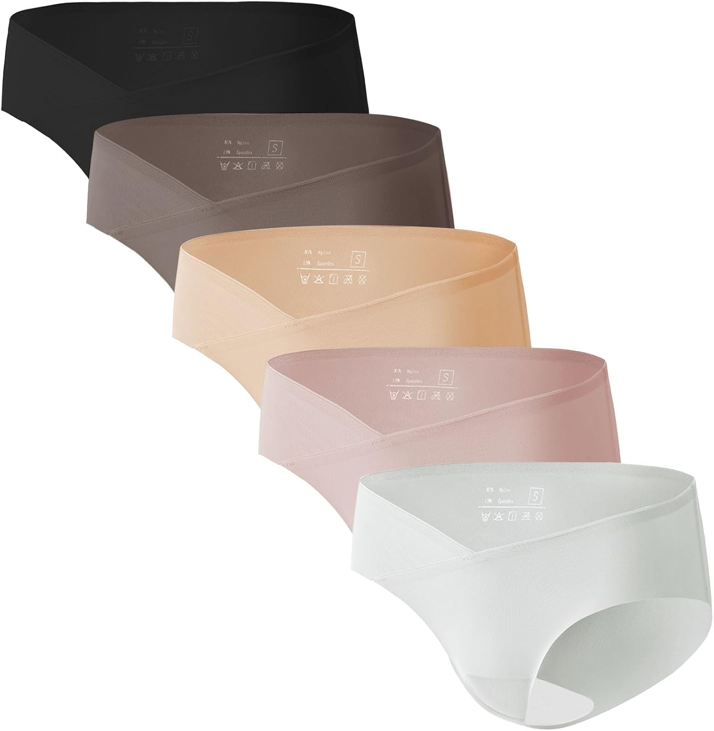 Angelhood Seamless Maternity Underwear for Women, Pregnancy Postpartum Panties No Show Bikini under Bump Pack of 5, 3