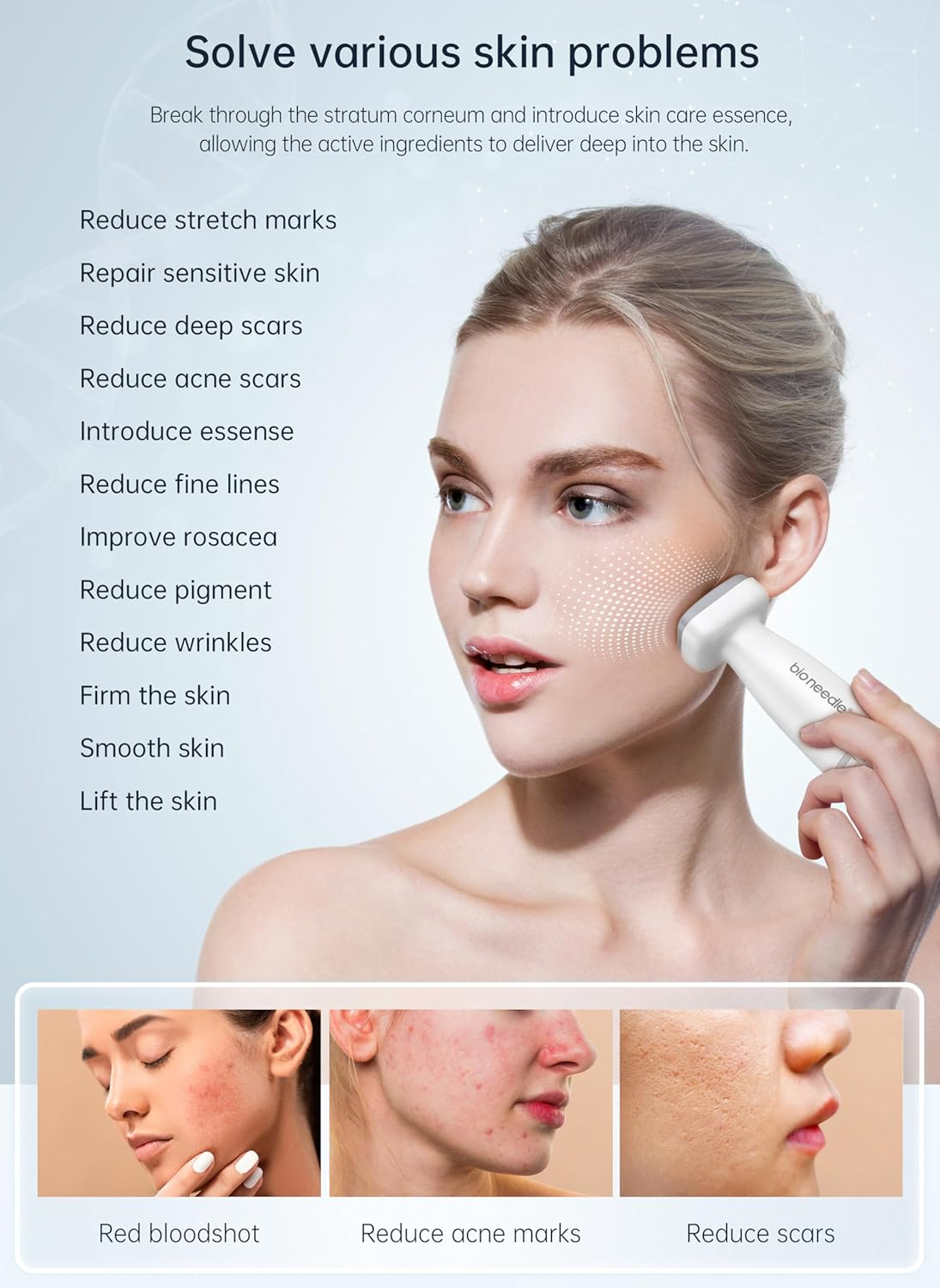 Ebeizi Adjustable Derma Stamp for Scalp Hair Beard Growth, 120 Real Needles from 0.25Mm to 2Mm, Professinal Microneedling Stamp Pen, Derma Roller Alternative for Face Body Home Use image number 4