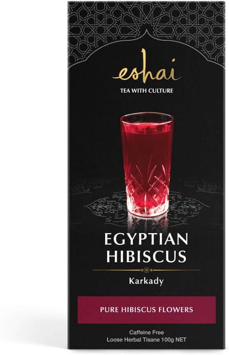 Eshai Egyptian Hibiscus Tea (Karkady) - Pure Hibiscus Flowers - Organic - 100G Box Loose Leaf Herbal Tisane image number 3
