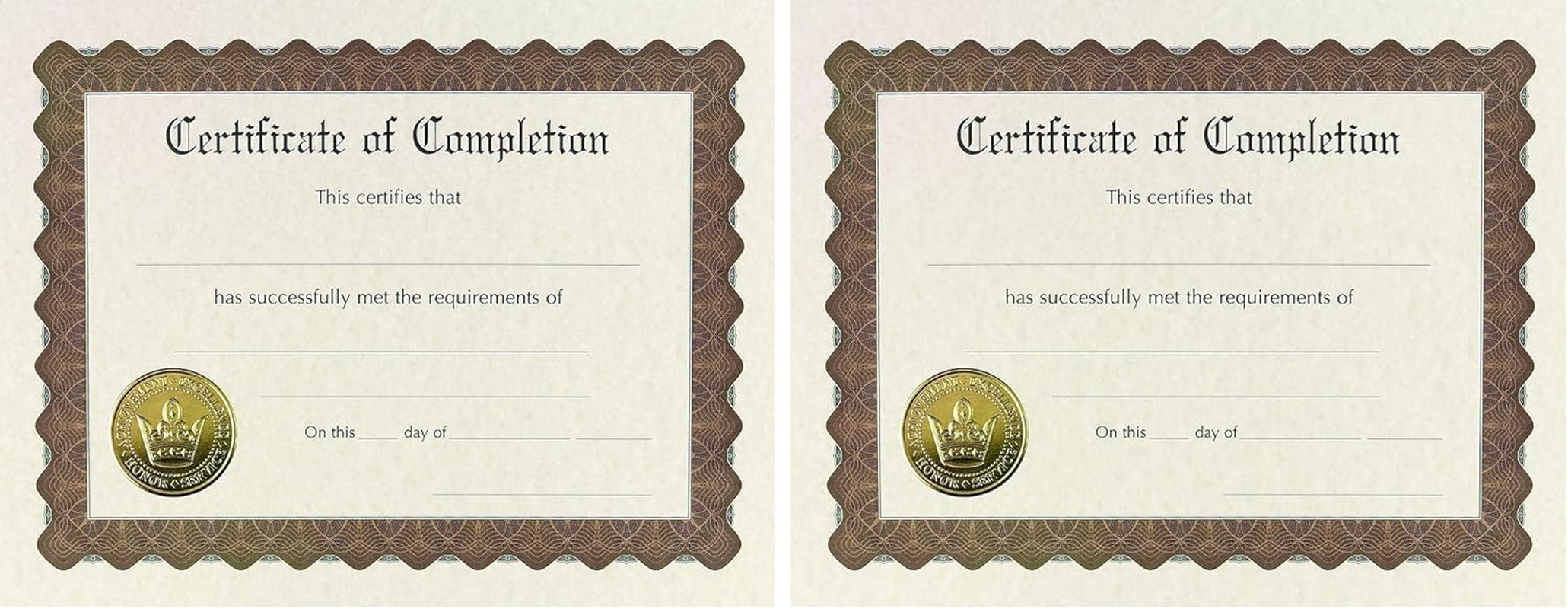 Great Papers! Certificate of Completion, Pre-Printed, Gold Foil, Embossed, 8.5" X 11", 6 Count (930400) (Pack of 2)