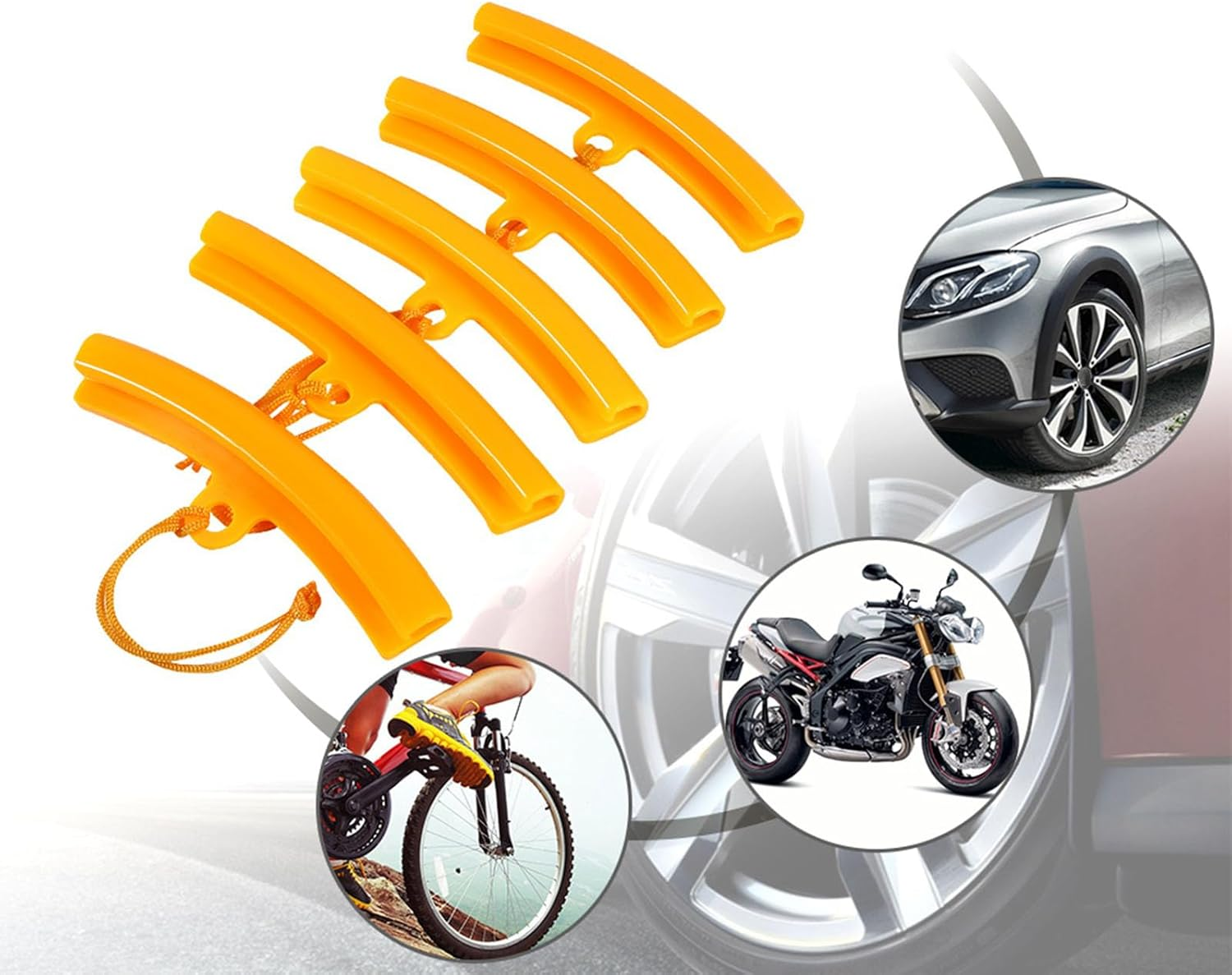 Jiawu Car Tire Changing Rim Protector, 5 Pcs 15Cm Wheel Changing Rim Savers, Auto Tire Changer Guard Edge Saver Tool, Fixing Tyre Rim Protective Cover for Motorcycle and Bike