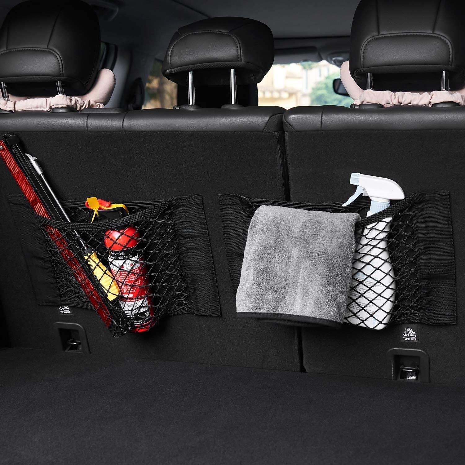 4Pcs Car Stretchable Storage,11.8"*9.8"Universal Mesh Cargo Net Wall Sticker Organizer Pouch Bag Storage Mesh Net for Interior Accessories for Cars, Truck, SUV, RV image number 5