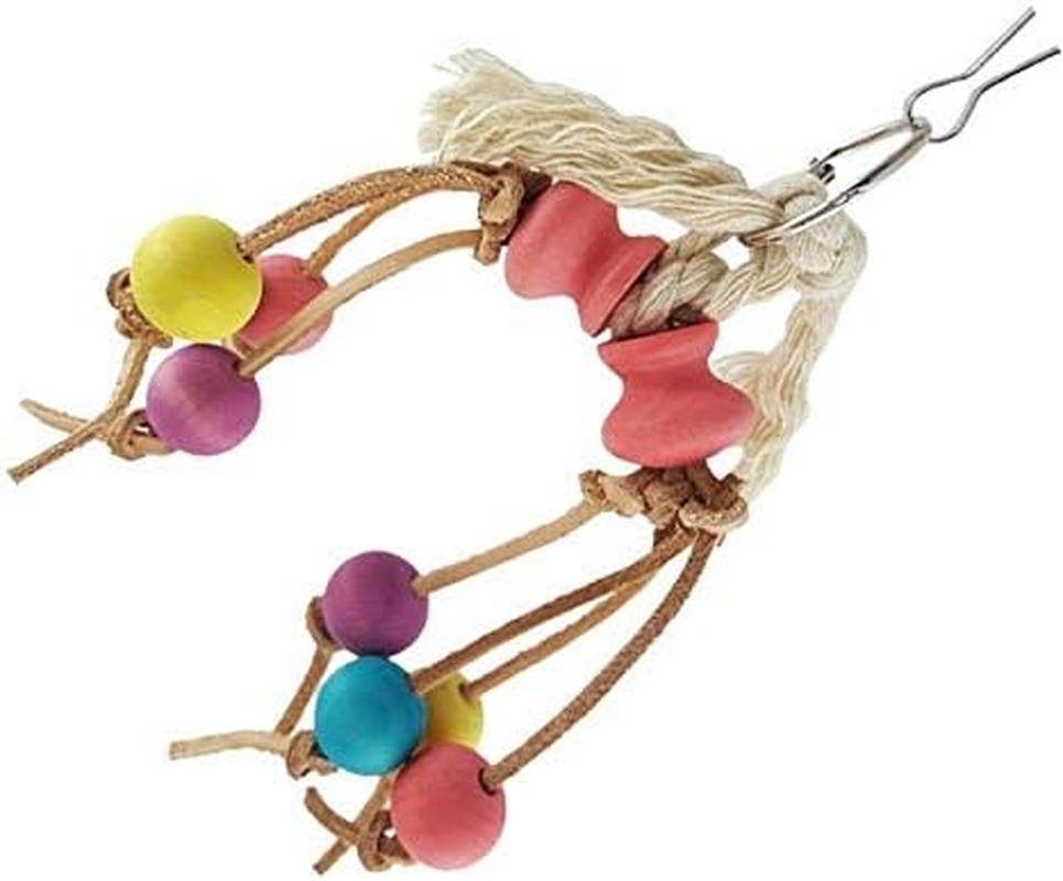 Pet Toys Creative Leather Rope Wooden Bead Parrot Bird Bite Toy Pet Toys image number 3