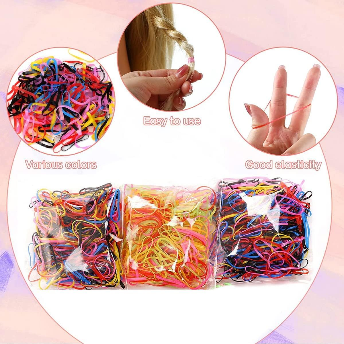 885 PCS Baby Hair Clips Accessories Set，Colorful Kids Hair Ties, Soft Hair Tie Gift Box, with Elastic Girls Hair Accessories Small Rubber Band Ponytail Holder image number 4