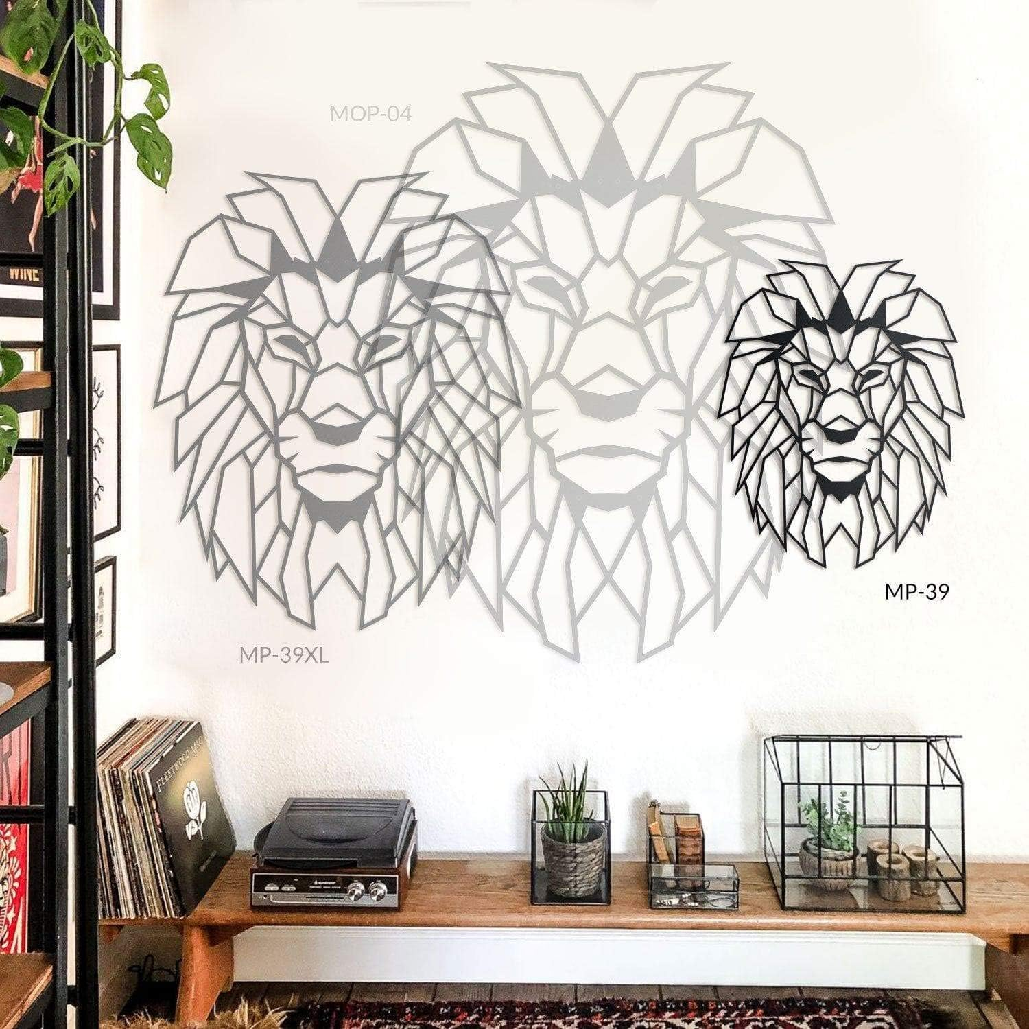 Hoagard Lion Head Geometric Metal Wall Art 40Cm X 51Cm Geometric Metal Wall Art & Wall Decoration Living Room, Bedroom, Game Room, Garden or Entryway image number 2