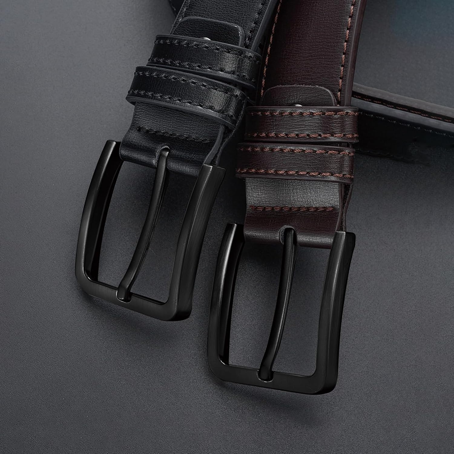 Men'S Casual Jeans Belt Classic Work Business Needle Buckle - Adjustable Leather Waist Belt for Men with Durable Metal Buckle, Suitable for Various Occasions ﻿ image number 6