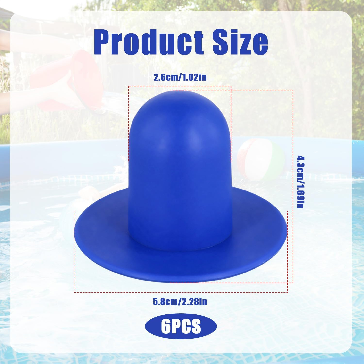 6Pcs Pool Plugs for above Ground Pool, Rubber Pump Filter Hole Stopper Plugs Swimming Pools Wall Plug Replacement for Intex (Blue) image number 1