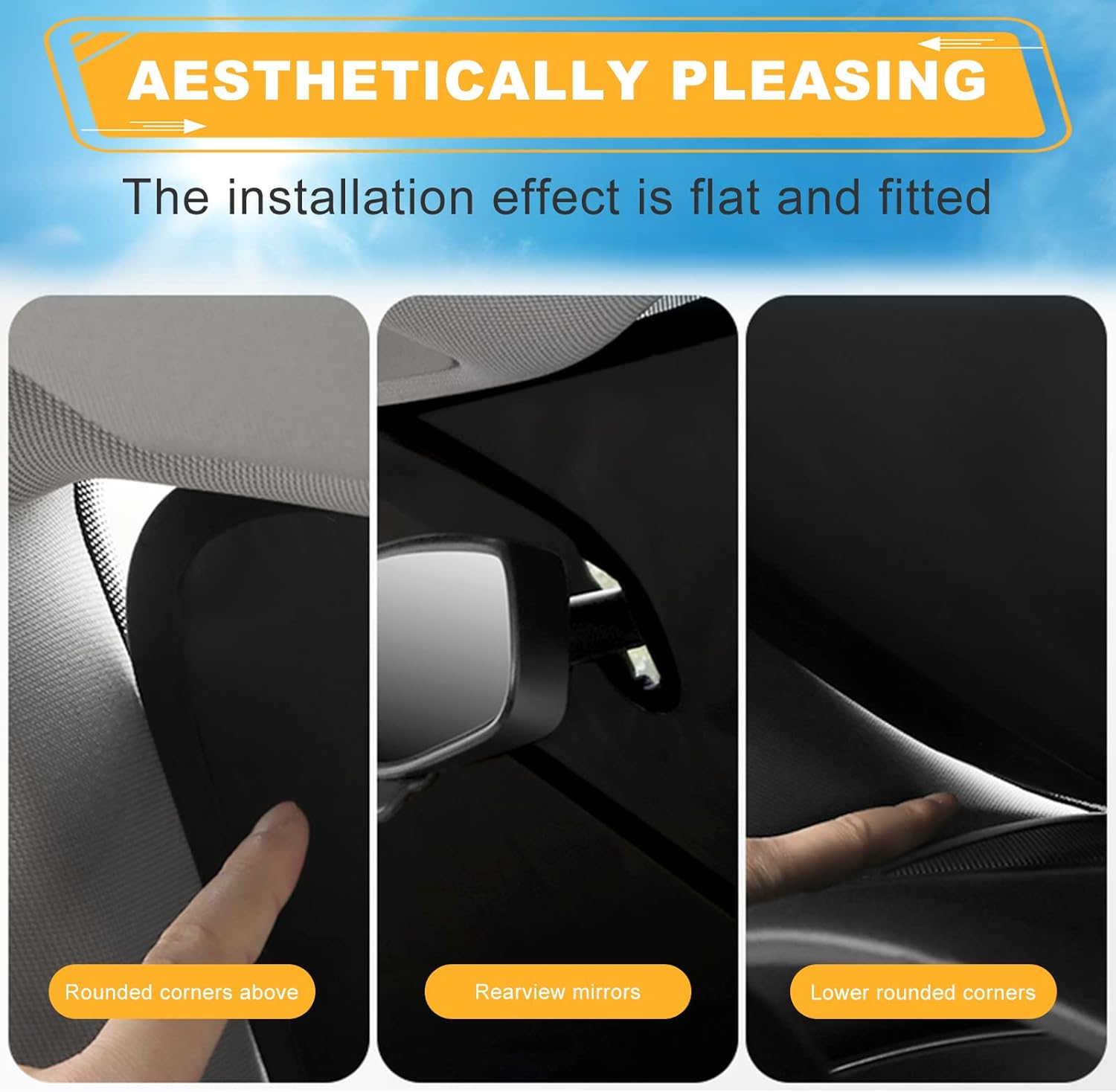 Car Windscreen Sun Shade - Double Layer Front Windshield UV Protector, Foldable Seamless Sunshade Cover for Van or Auto, 140 X 70Cm (Black) image number 2