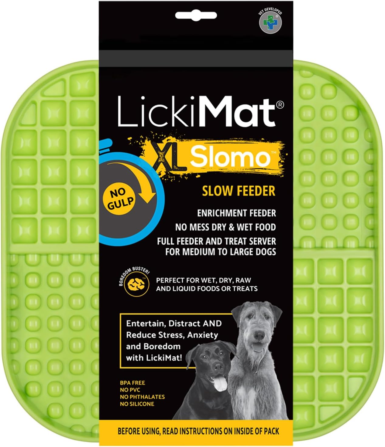 Lickimat Slomo XL - Extra Large Slow Feeder Suitable for Dry, Wet, Raw Foods, All Treats and Doggy Ice Cream. Best for Medium to Massive Breeds. Durable Design with Non-Slip Base.
