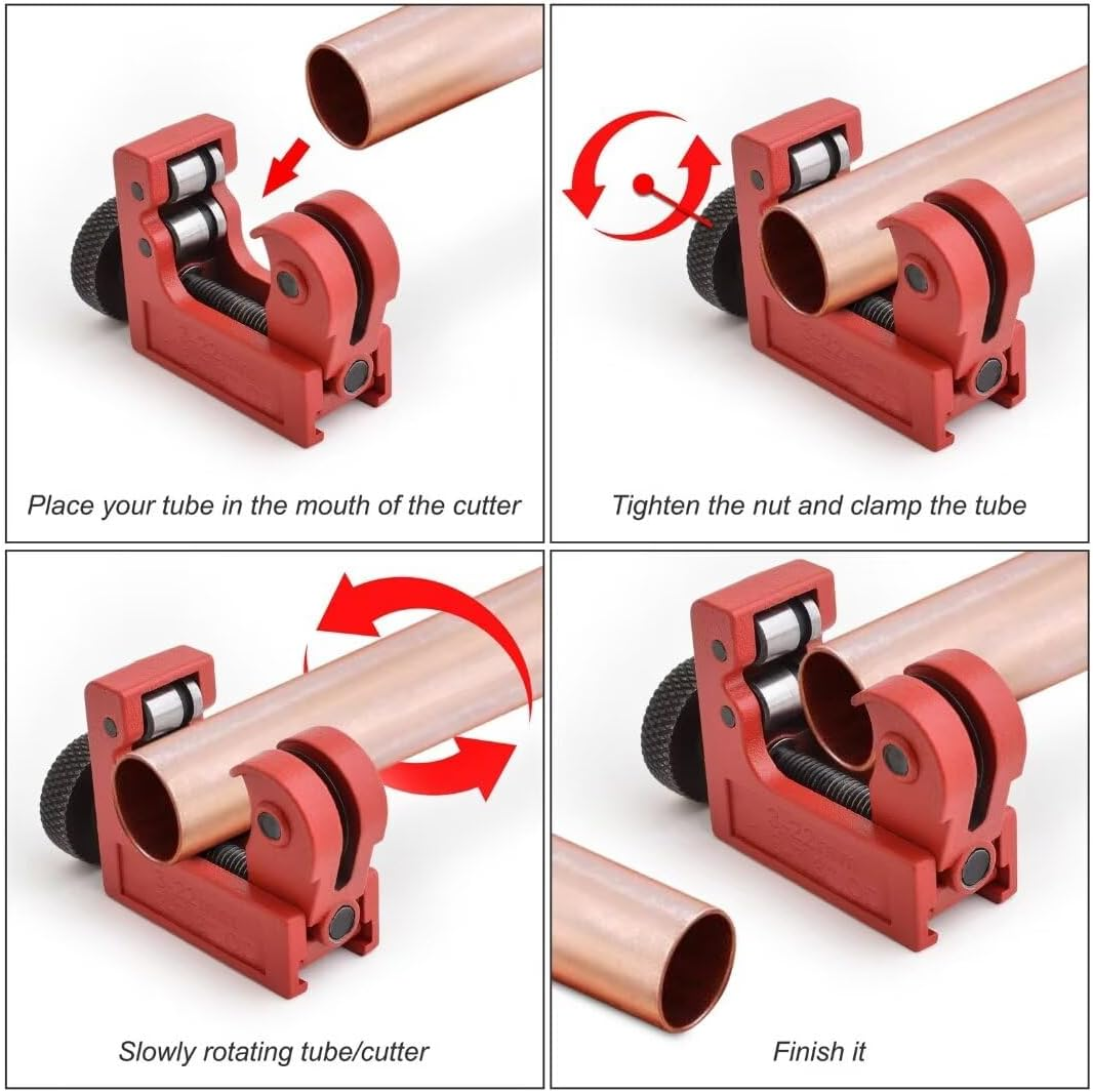 Gunpla Mini Pipe Cutter, 3-22 Mm, Heavy Duty Zinc Alloy Steel Adjustable Pipe Cutter Portable Lightweight Tool for Plumbers Cutting Stainless Steel Copper Aluminium Brass PVC Steel Pipes image number 5