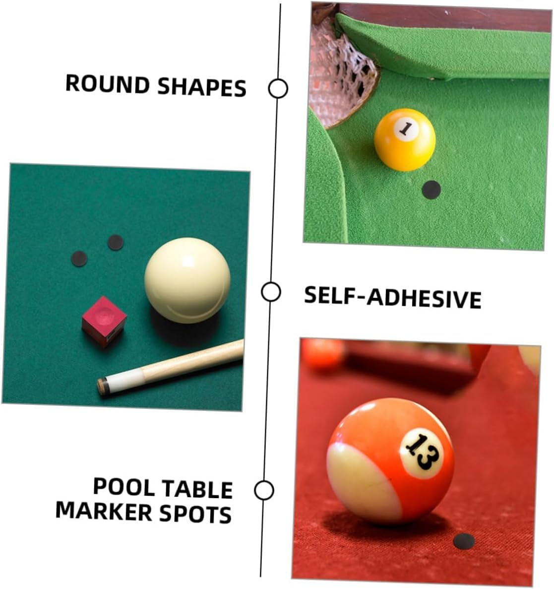 5 Sheets Billiard Billiard Black Spot Billiard Dot Stickers Snooker Dot Markers Pool Table Accessories Billiard Black Spots Locator Stickers Billiard Point Stickers Pool Table Dots (Black) image number 3