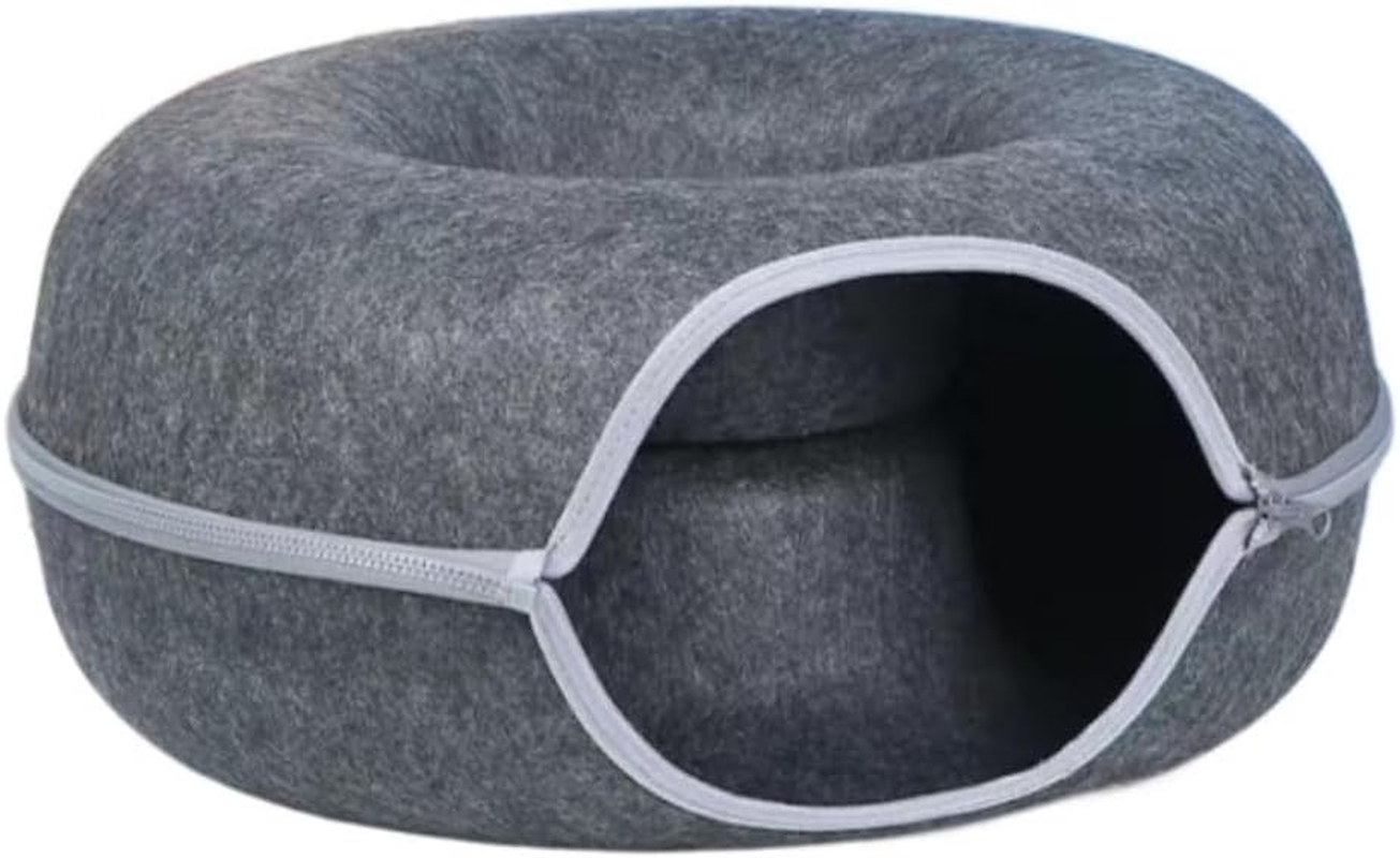Dog Bed Cat House Pet House Pet Bed Cat Bed Cat Tunnel Nest round Felt Cat Tube Play Toy Cat Tunnels for Indoor Cats Cat Maze Toy Appealing Dog House Cat Bed Pet Nest ( Color : a , Size : 60*60*27Cm )