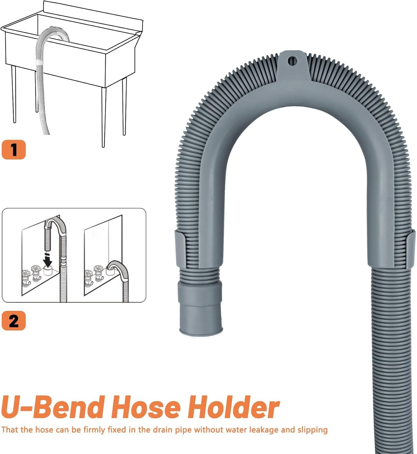 Emapoy Washing Machine Drain Hose, Multiple Diameter Design Washing Machine Drain Hose, 6 Ft Flexible Drain Hose, Extension Kit, Corrugated Washer Discharge Hose image number 1