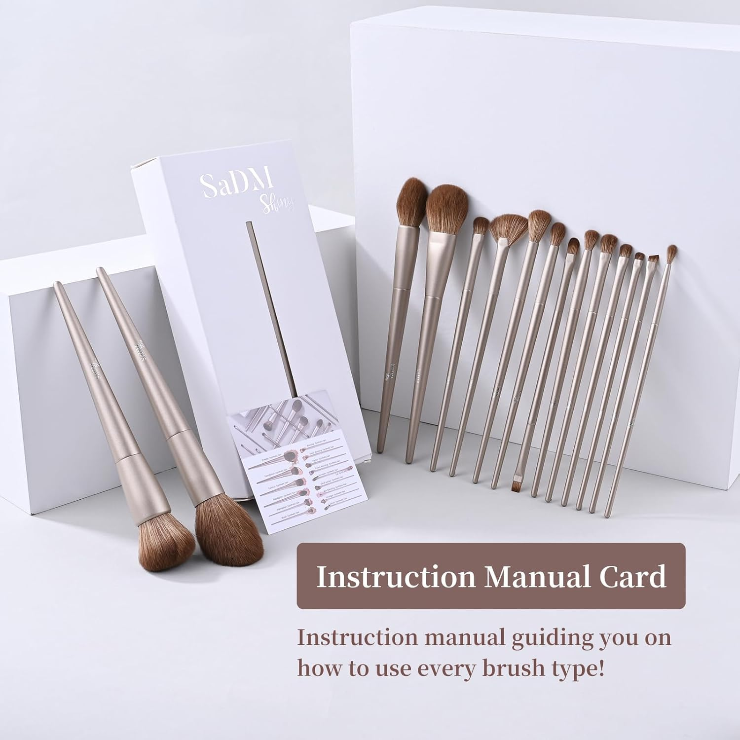 Makeup Brush Set (15 Pieces) - Includes Foundation, Powder, Concealers, Highlighter, Contour, Eye Shadows & Blush Makeup Brushes - Face & Eye Make up Brushes with Synthetic Bristles image number 4