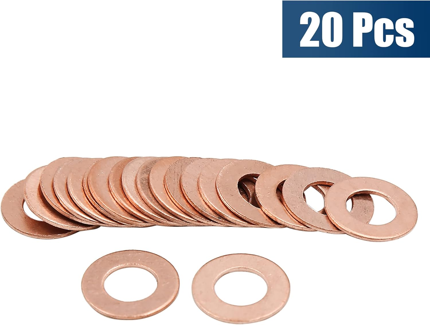 X AUTOHAUX 20 Pcs M10 X 20Mm X 1Mm Copper Washers Flat Sealing Gaskets Rings image number 2