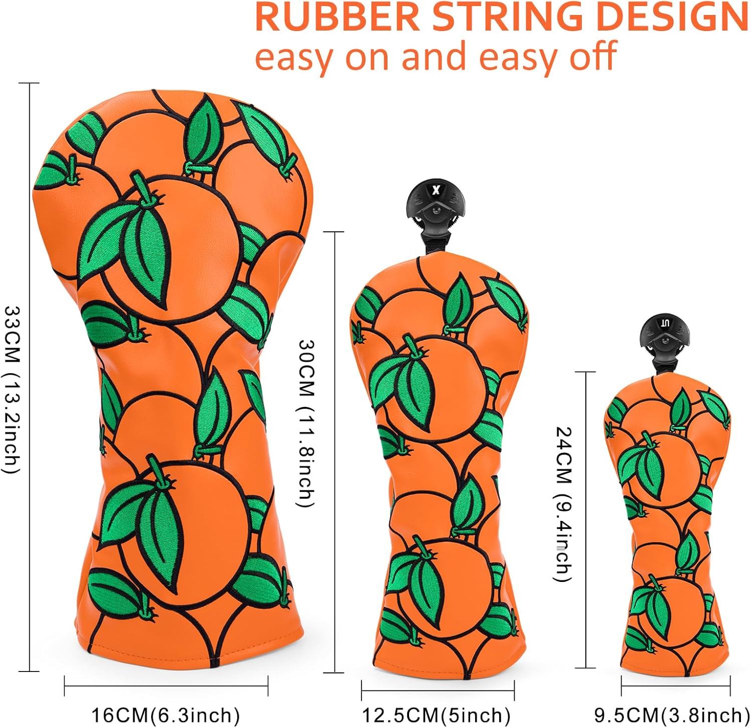 Montela Golf Club Covers Orange Golf Head Cover Driver Covers Fairway Wood Headcover Hybrid Cover Leather Golf Headcover for Scotty Cameron Taylormade Titleist Odyssey