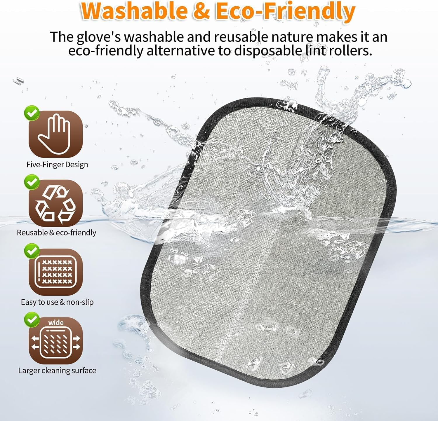 Pet Hair Removal Glove for Cats & Dogs, Upgraded 5-Finger Electrostatic Pet Hair Remover Gloves for Couch, Carpet, Car Seat, Bedding, Furniture, Laundry - Reusable Magic Brush & Cleaning Mitts image number 6