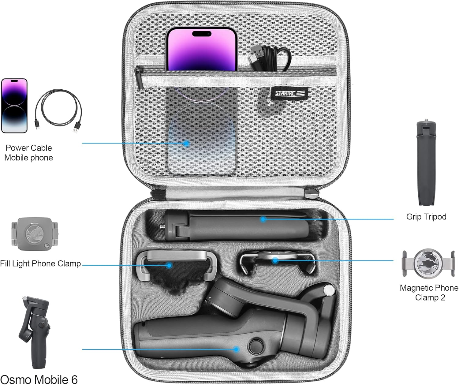 STARTRC Osmo Mobile 6 Case,Waterproof Portable Storge Shoulder Bag Travel Case for DJI Osmo Mobile 6 Gimbal Stabilizer Accessories image number 1