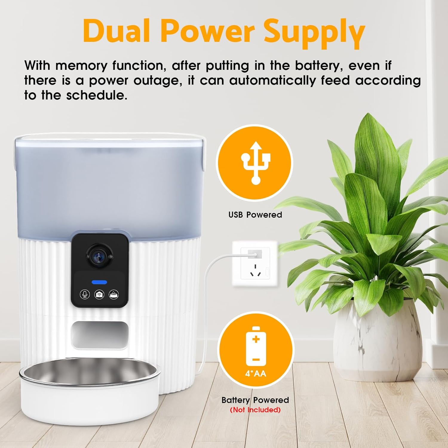 Automatic Cat Feeder with Camera, 1080P HD Video with Night Vision, 5G Wifi Pet Feeder with 2-Way Audio, Support Alexa & Scene Missions, Smart Food Dispenser with Motion Detection for Cat & Dog - Wifi image number 2