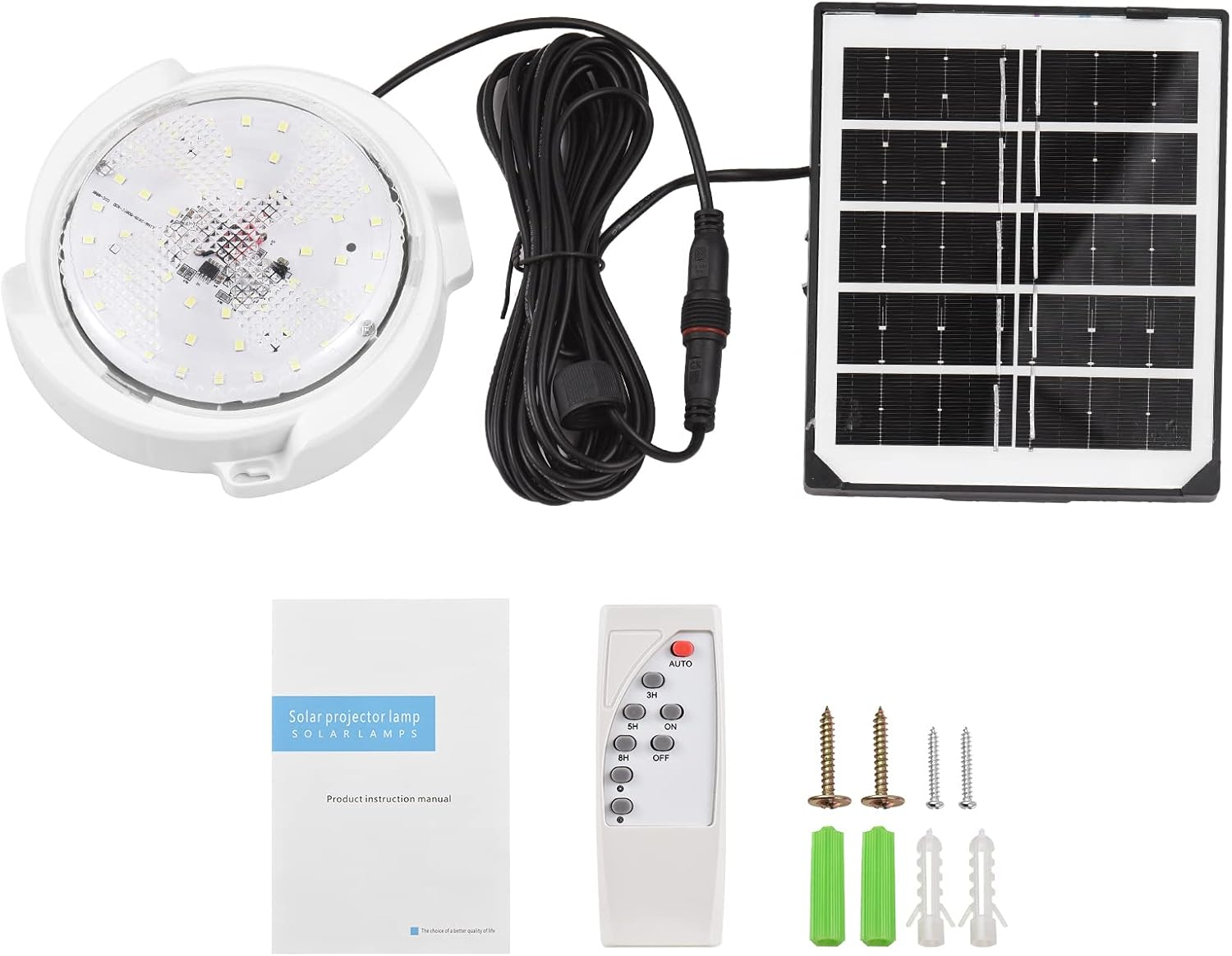 BERZO 45W Solar Lights Indoor&Outdoor Home Solar Shed Lamp 50 LED with Dimmable Remote Control Solar LED Pendant/Ceiling for Yard Barn Garage Garden image number 6