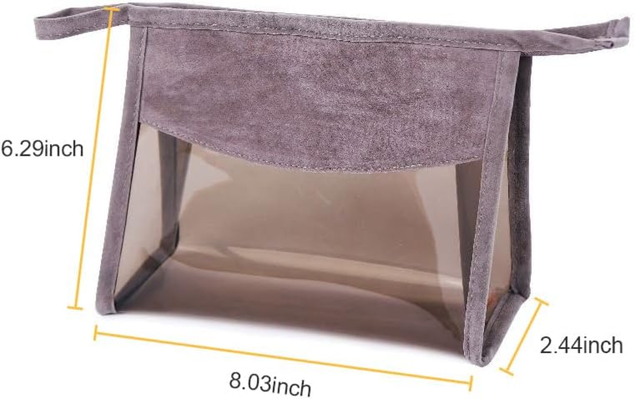 AHPOUN Clear Makeup Bag, Large Capacity Travel Toiletry Bag, Portable Waterproof Cosmetic Bag with Handle, Simple Fashionable Multi-Functional Zipper Pouch for Daily Travel Commuting image number 5