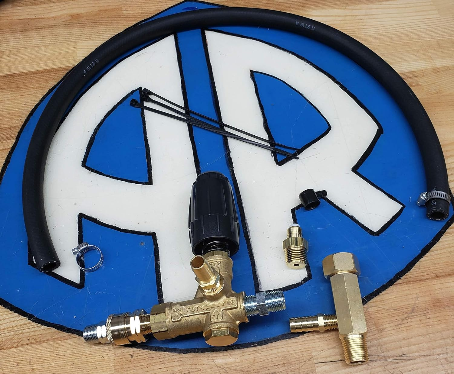 AR ANNOVI REVERBERI, VRT3-250, Pressure Washer Unloader -Blue Spring, 3,650 Max PSI, 10.5 Max GPM, 3/8" F Outlet, Adjustable Knob image number 1