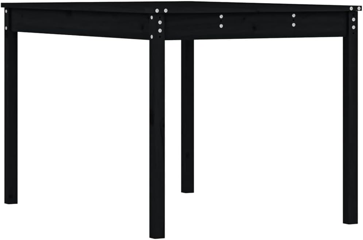 Vidaxl Classic Black Garden Table, Solid Pine Wood, Rectangular Shape, Heavy-Duty Outdoor Patio Furniture, 121X82.5X76 Cm