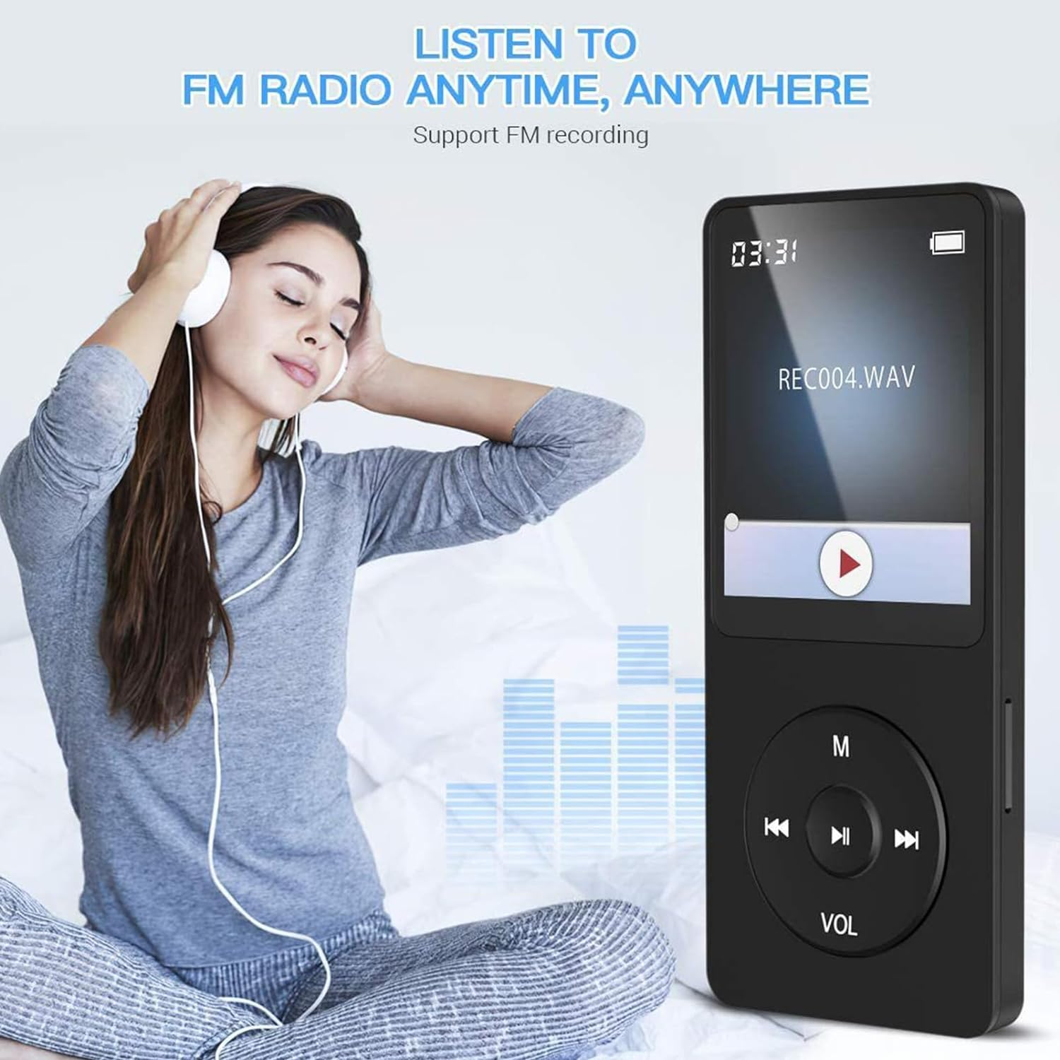 MP3 MP4 Player with Bluetooth 5.0, Ultra Thin Digital LCD 1.77 Inch Screen MP3 Music Player, Built in HD Speakers Portable Hifi Music Player (Without Memory Card) image number 3