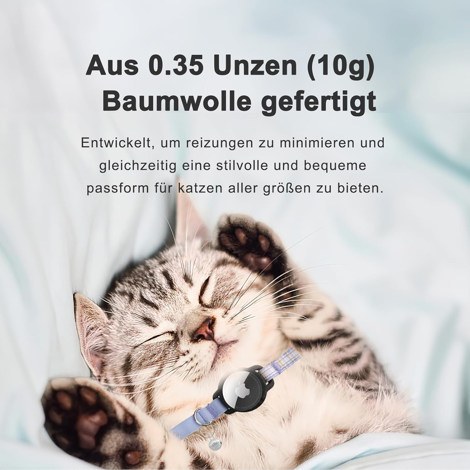 Airtag Cat Collar, Integrated GPS Collar Cat with Apple Airtag Holder, QR Code Name Plate Tracker, Cat ID Tag, Personalised Cat Collars for Kittens and Puppies (Blue, S) image number 5