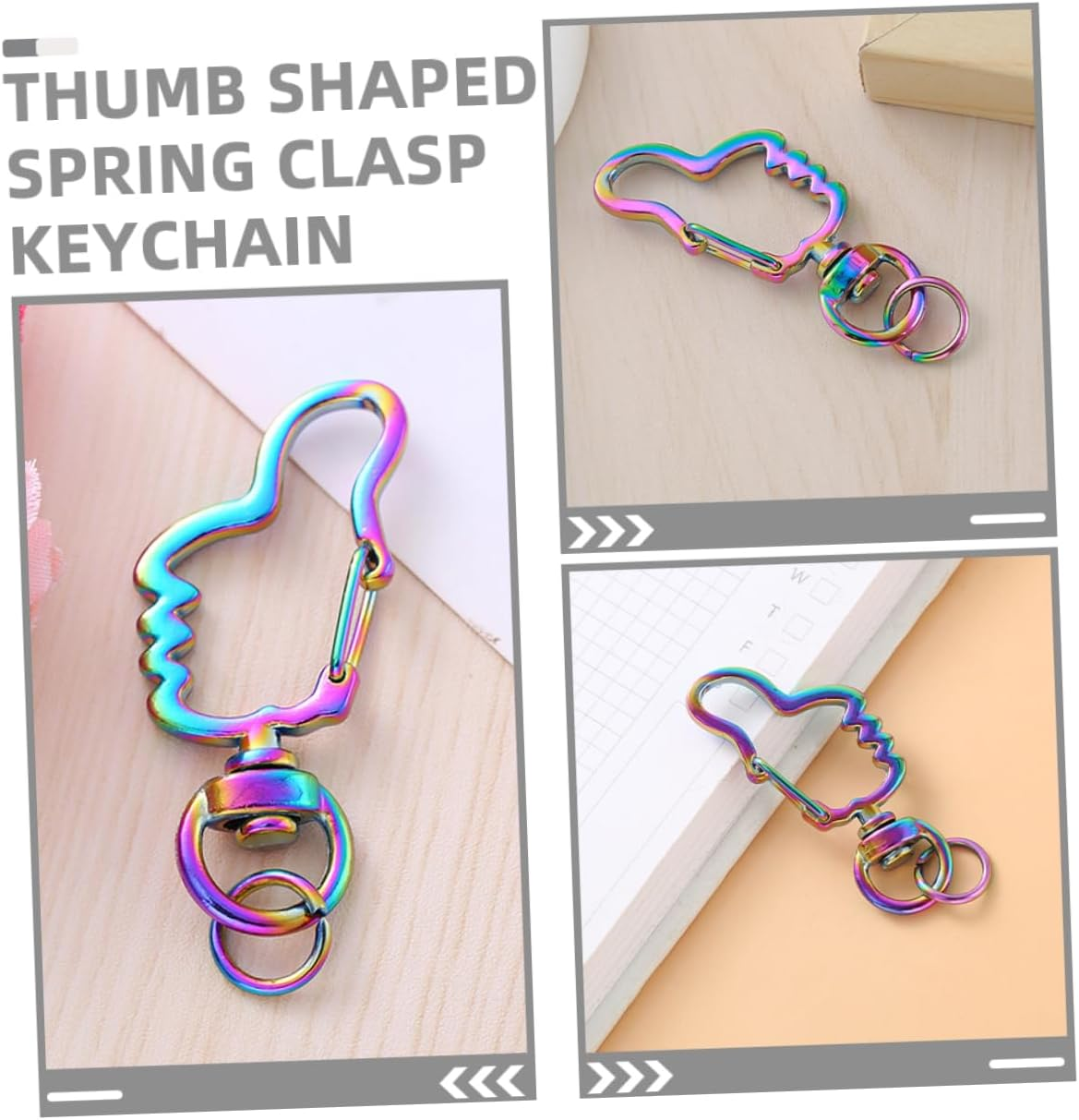 KAILIKETIY 30Pcs Cute Thumb Keychain Craft Carabiner Jewelry Clasp Spring Ring Clasp Keyring Zinc Alloy Key Chain Accessory