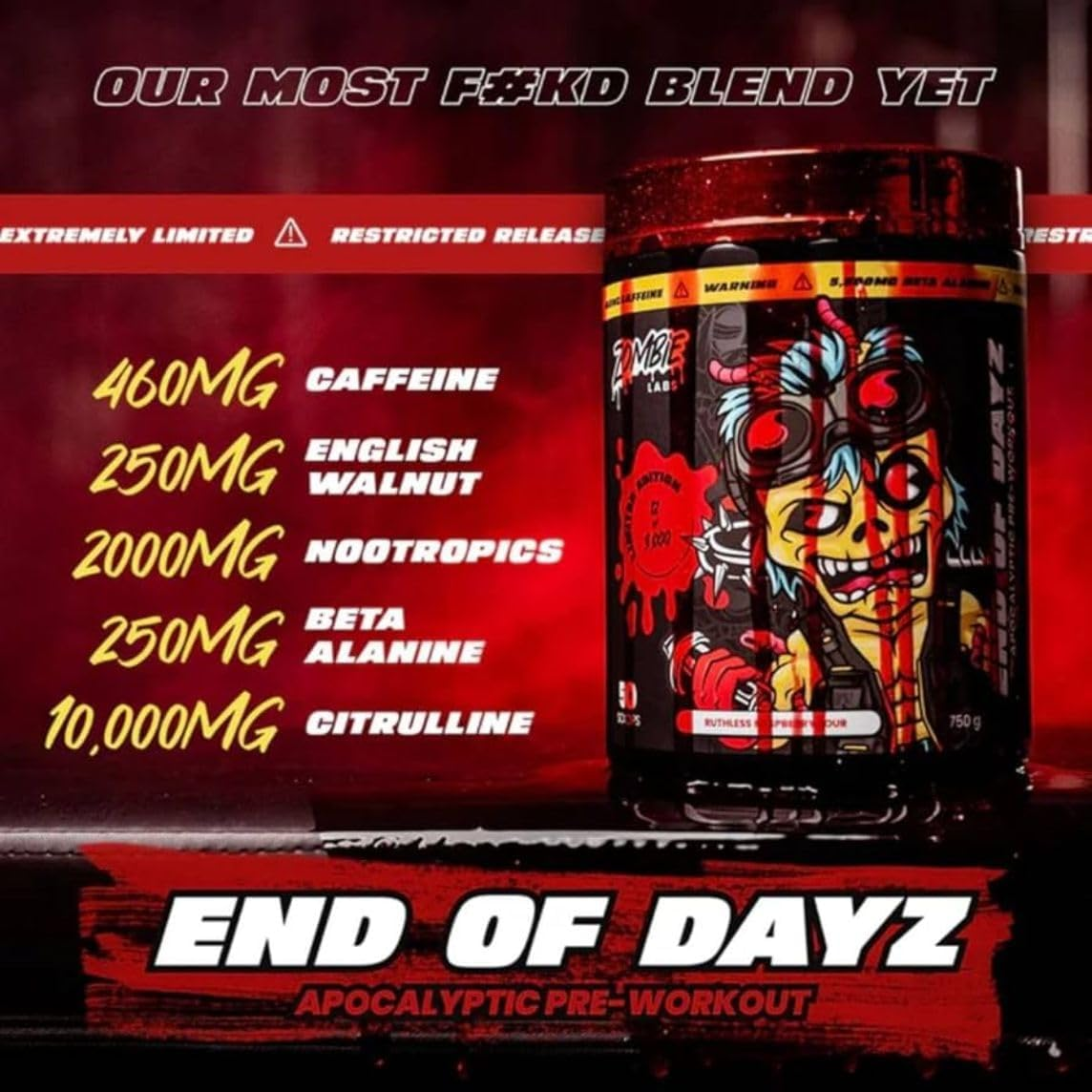 Zombie Labs End of Dayz Pre-Workout 50 Serves Toxic Tropic Flavour