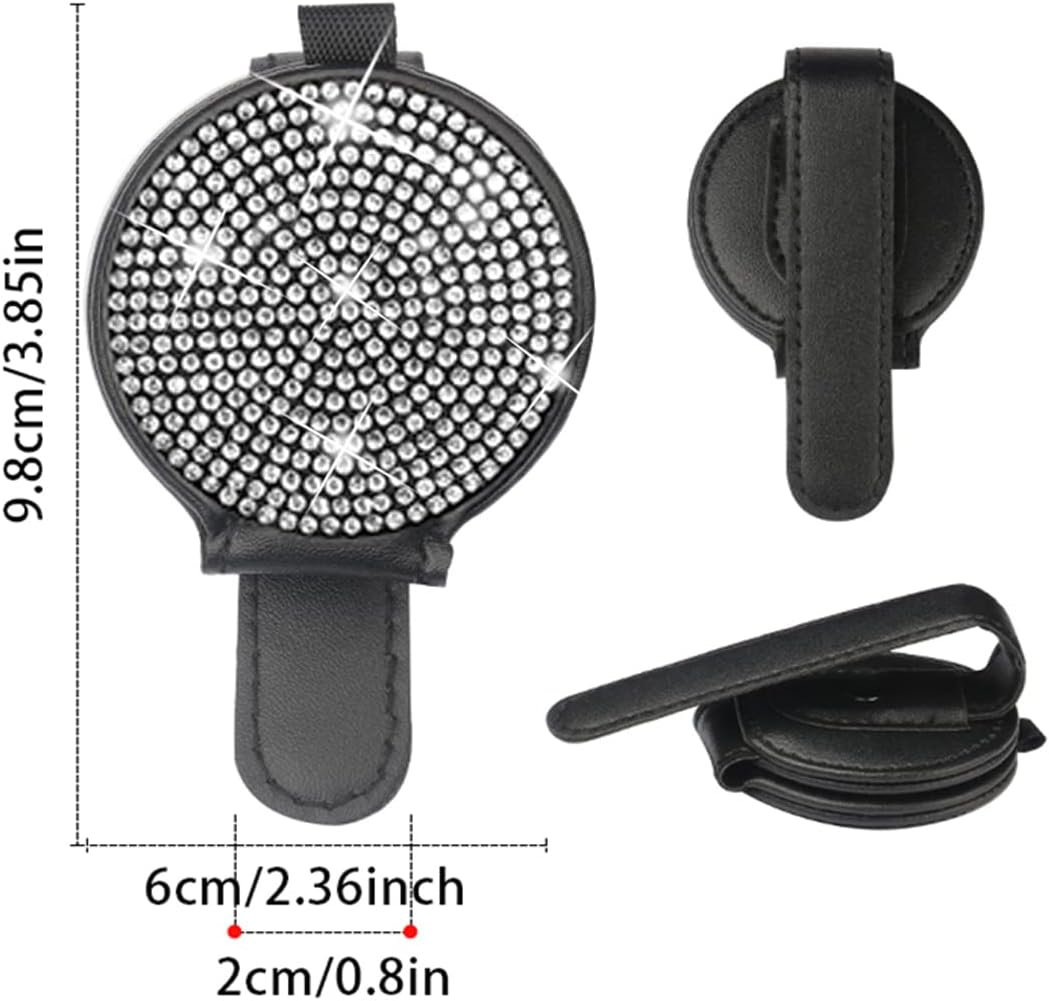 Bling Sunglass Holder for Car Sun Visor, Sunglasses Clip for Car Visor Magnetic Leather Car Sunglass Clip, Bling Car Accessories, Car Visor Accessories. (Silver) image number 1