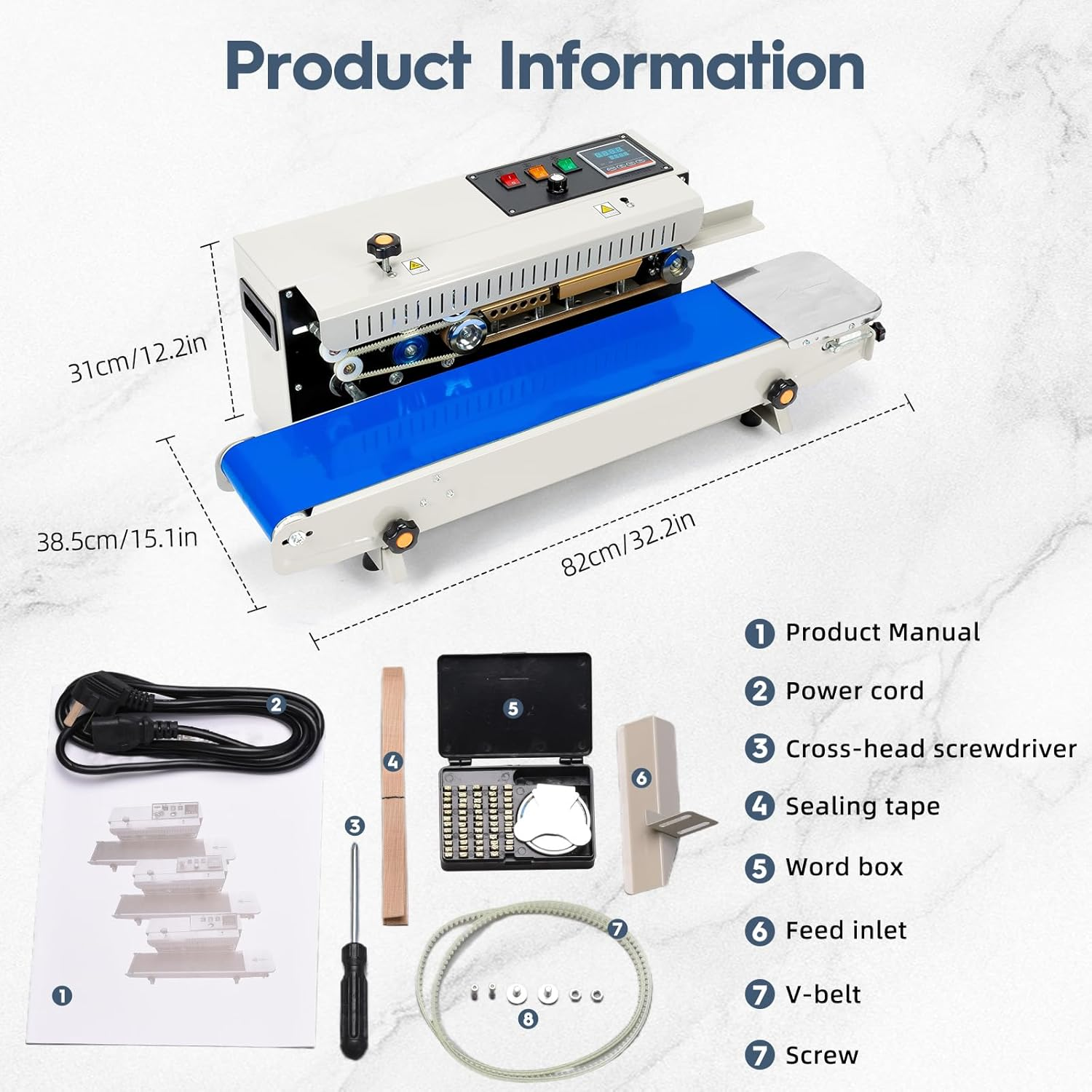 JUMEIYP Auto Bag Band Sealing Machine, Commercial FR-900 Horizontal Continuous Plastic Bag Sealer with 0-12M/Min Adjustable Sealing Speed image number 2