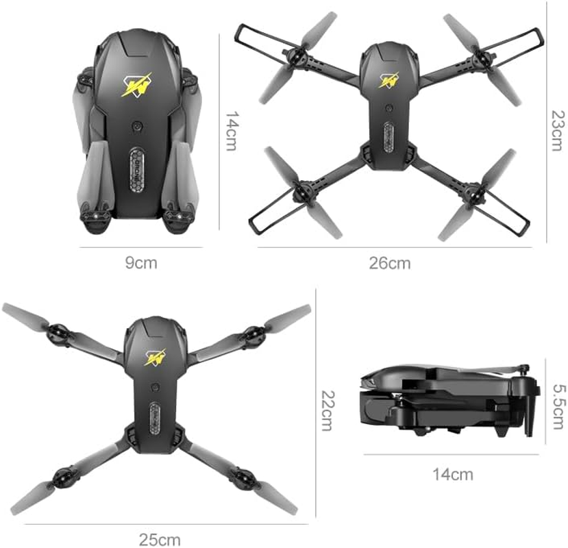 Obstacle Avoidance Optical Flow Location Wifi FPV with 3 HD Camera Altitude Hold Mode Foldable RC Drone Quadcopter with Carry Case & 3 Batteries (Black) - Orange image number 7