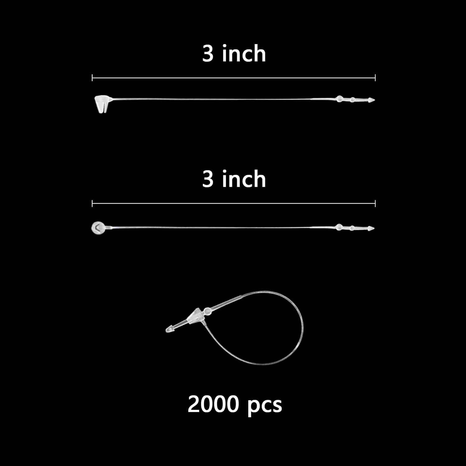 2000Pcs Plastic Fastener Hang Tag Snap Lock White for Retail Store Accessory Price Pins (3 Inch)