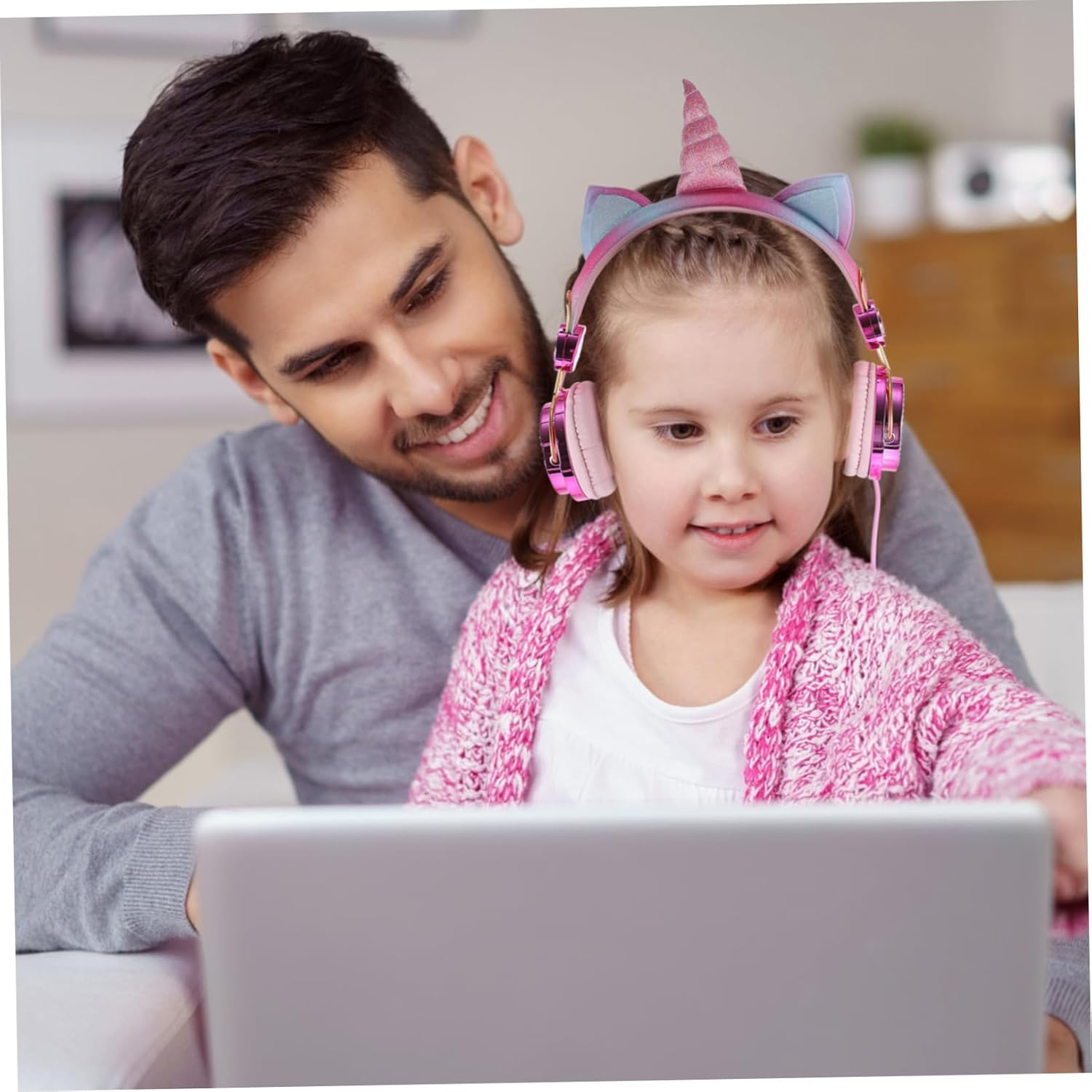 FUNNETOYU Gaming Headset with Rhinestone Decoration Portable over Ear Earphones for Cellphone and Computer Comfortable Soft Earmuffs Wired Headset for Adults Rose Gold image number 5