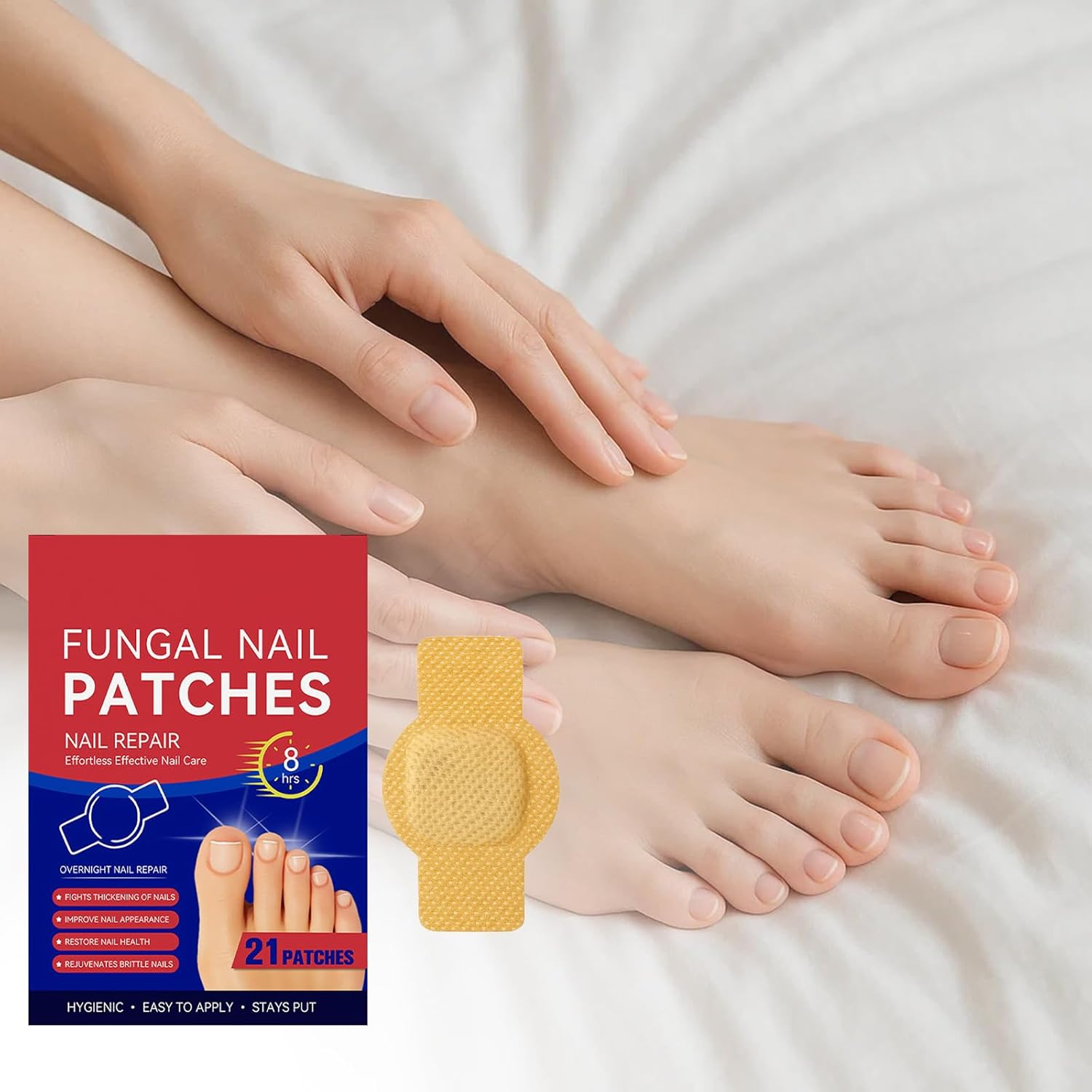 21 Pcs Fungal Nail Patches, Toe Nail Fungus Treatment, Nail Repair Patches for Damaged and Discolored Nails, Overnight Nail Care Solution for People image number 4