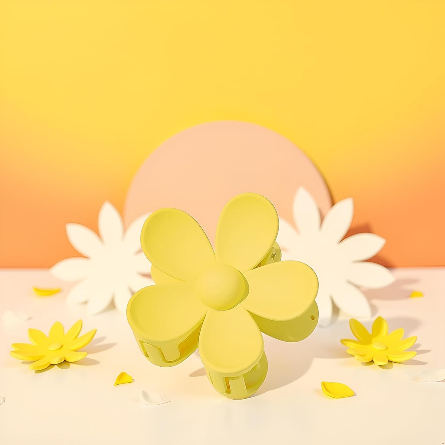 Yellow Flower Shaped Hair Claws Plastic Hair Claws Anti-Scratch Odor Useful Firm Lightweight Hair Accessories for Beauty and Personal Care Clip and Hair Clips image number 4