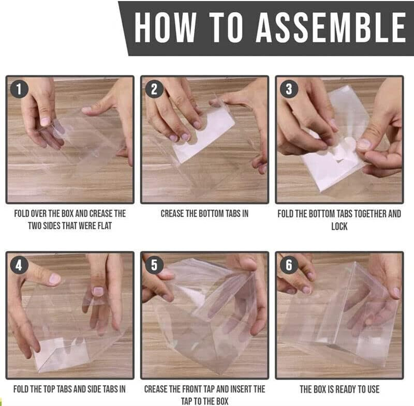 AIMALL 50 Clear PVC Macaron Boxes &ndash; Transparent Square Cube Favour Packaging for Wedding, Candy, Chocolate, Small Gifts, Flat Pack Easy Assembly image number 1