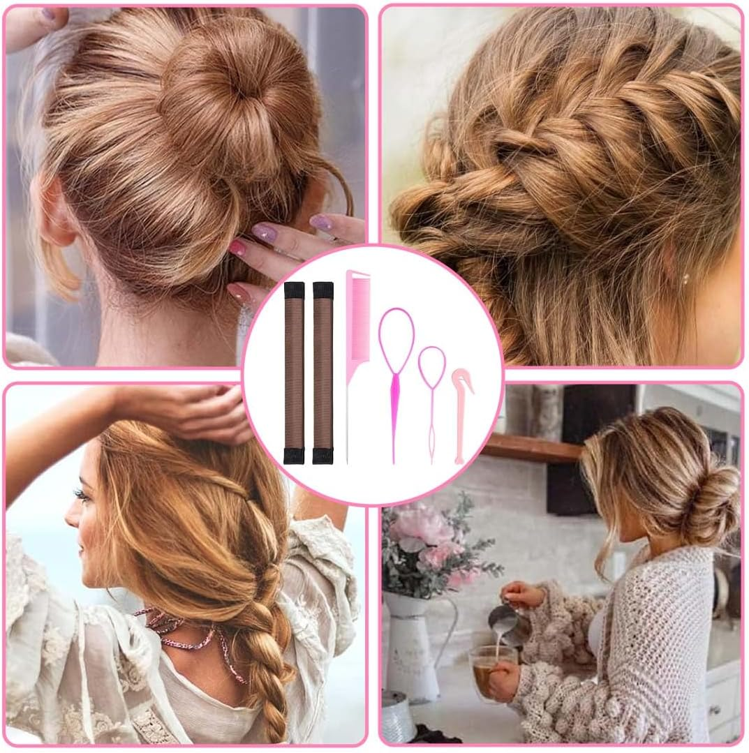IKOPFLN 6 Pieces Hair Styling Set for Women Girls Hair Styling Tools Bun Maker Braiding Tools Accessories for Women and Girls DIY Hair Styling image number 2