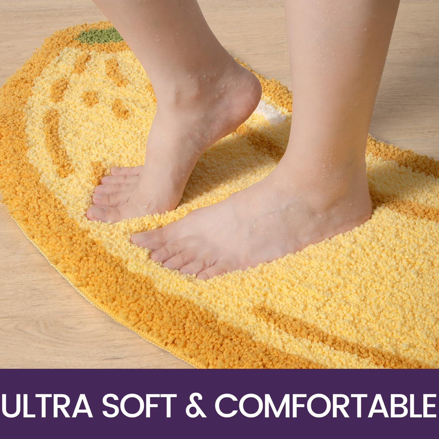 DEXI Cute Bath Rugs, Bathroom Runner Rug, Funny Fruit Bathmat, Absorbent Non-Slip Washable Carpet for Bedroom, Kids Room Home Decor, 39.5"X18.5", Banana image number 5